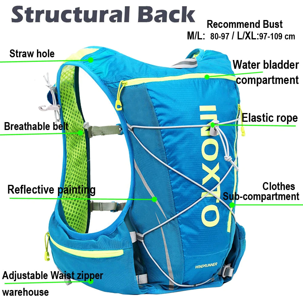 8L Hydration Backpack Men Women Outdoor Sport Bags Trail Marathon Option Water Bag Flask